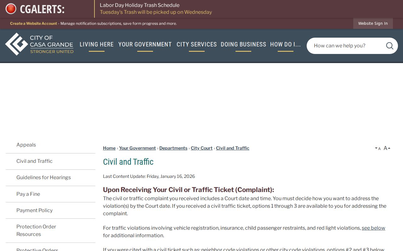 Casa Grande traffic warrant and failure to appear guidance