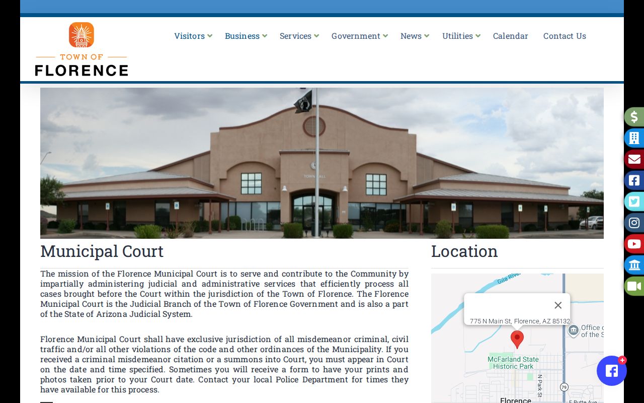 Florence Municipal Court warrant contact and appearance information