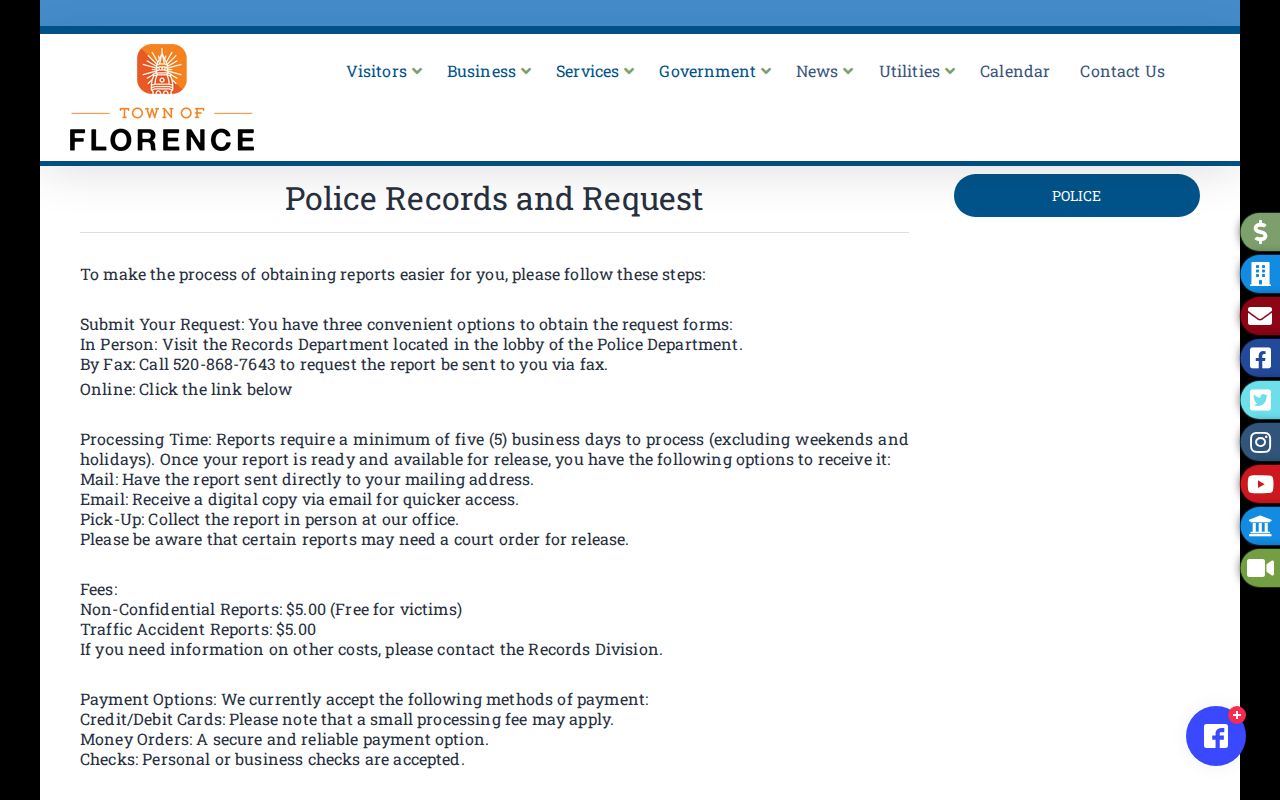 Florence police records request for warrant-related records